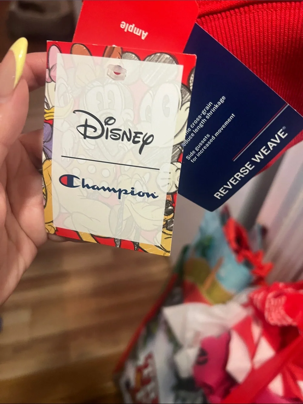 Champs Red Hoodie with Multi-Color Cartoon Graphic Disney Mickey Mouse